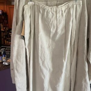 Elegant 100% Linen Cream Skirt